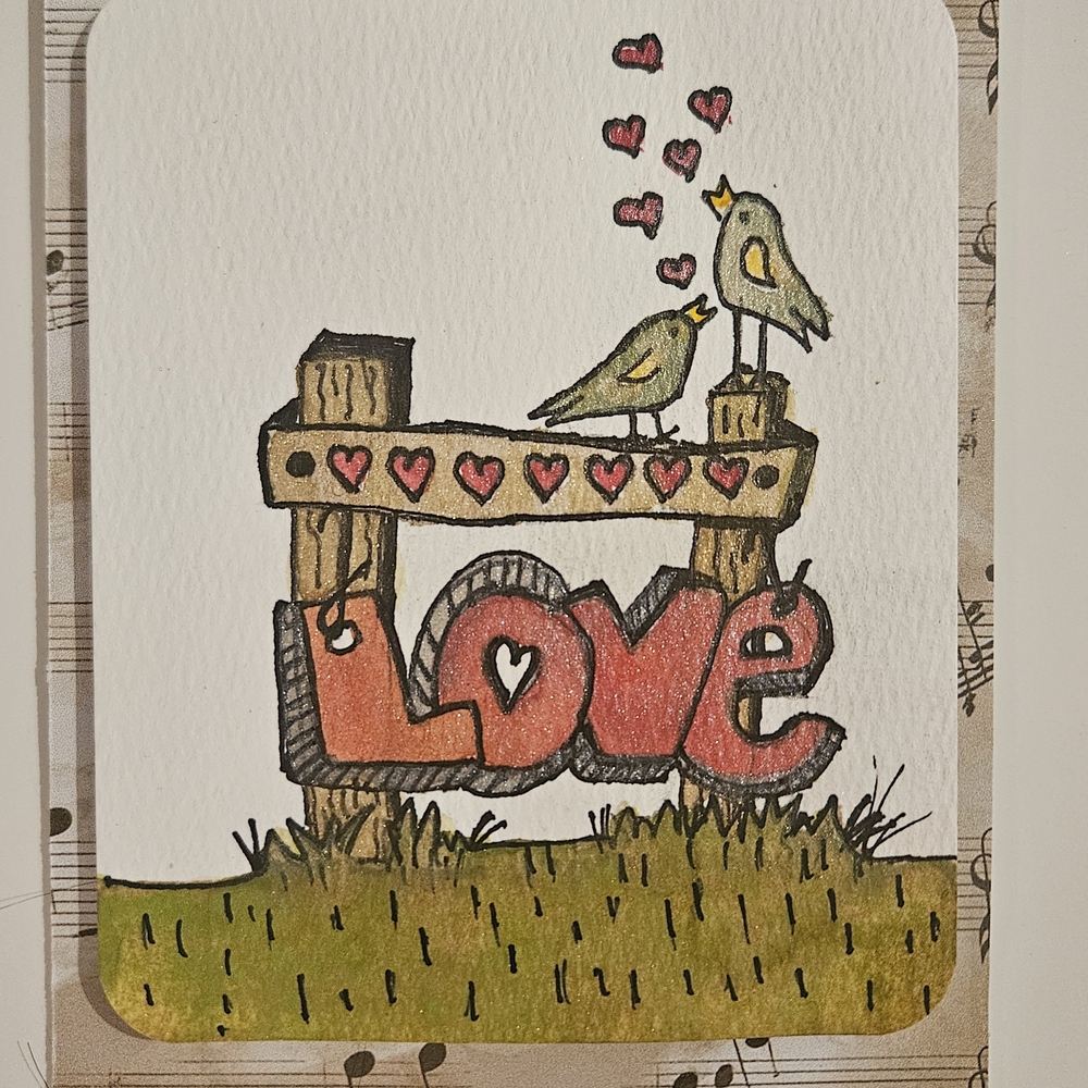 Charming Love Birds Handmade Greeting Card